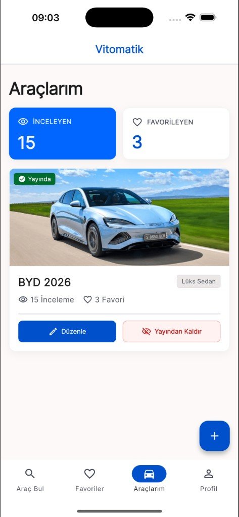 Vitomatik araçlarım ekranı